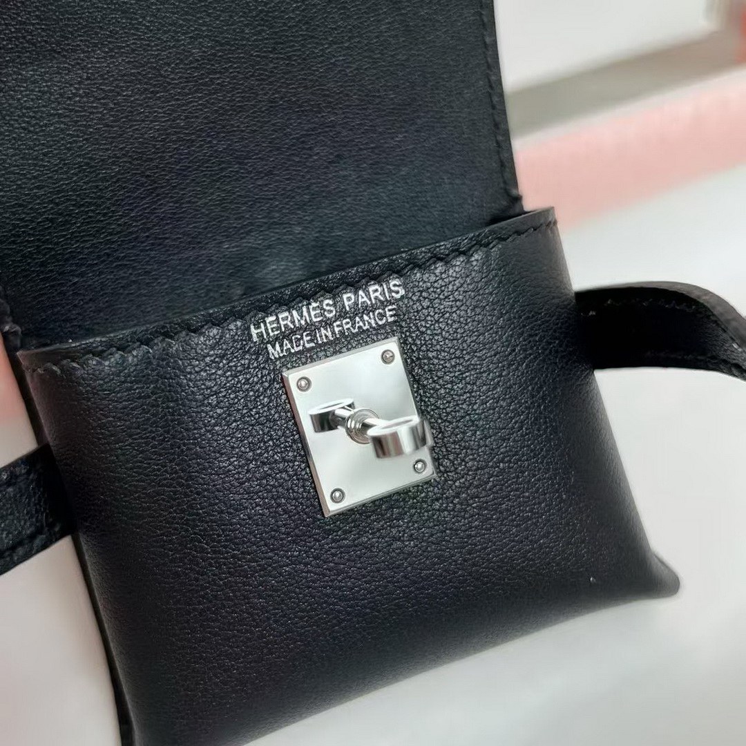 Hermes Kellyfestival Charm Swift Calfskin Silver Hardware Noir H084665CK89 - Image 3