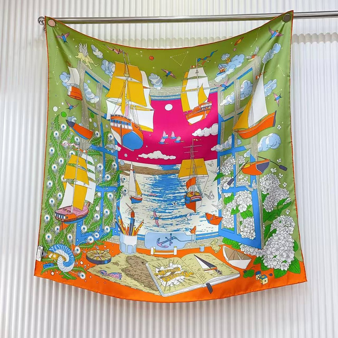 Hermes L'Esprit s'Envole Scarf 90 100% Silk H004300S 07 - Image 8