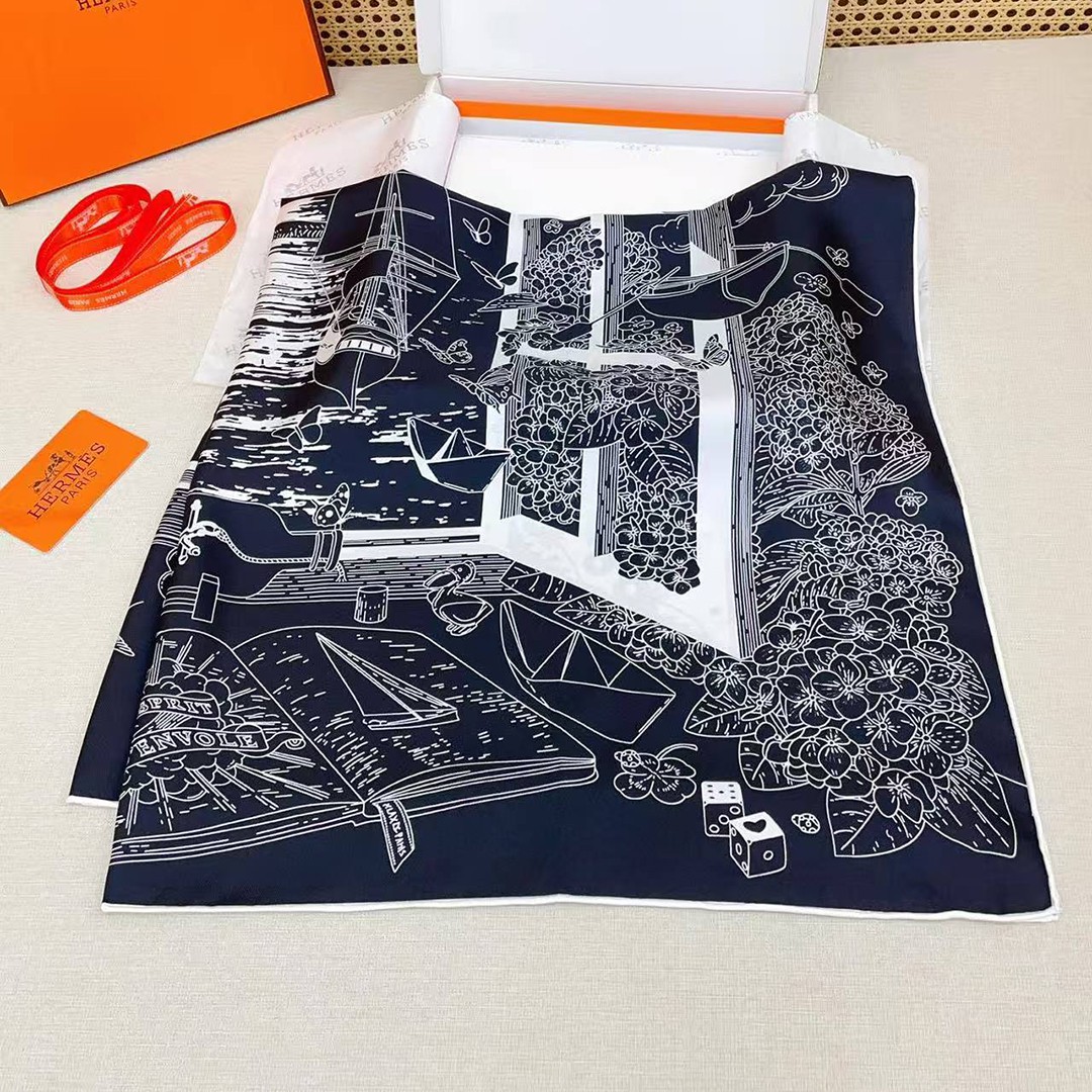 Hermes L'Esprit s'Envole Scarf 90 100% Silk H004300S 07 - Image 5