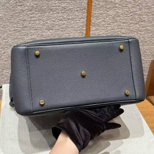 Hermes Lindy 30 CM Bag Handmade In Taurillon Clemence Leather And Matte Alligator Crocodile Gold Hardware 88 Graphite - Image 19