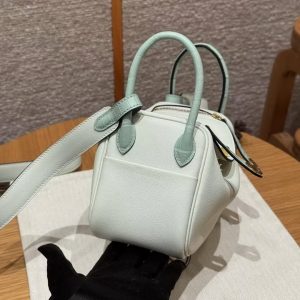 Hermes Lindy Mini 19 CM Bag Handmade In Swift Leather And Matte Alligator from Mississippi Gold Hardware OZ Vert Fizz 6w Menthe - Image 17