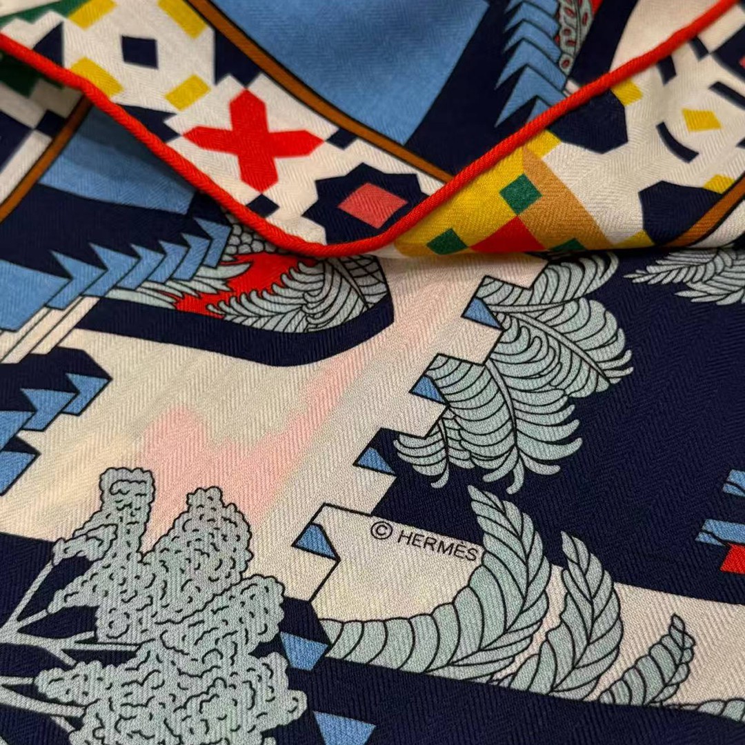 Hermes Le Palais des Quatre Vents Shawl 140 70% Cashmere 30% Silk H244312S 07 - Image 11
