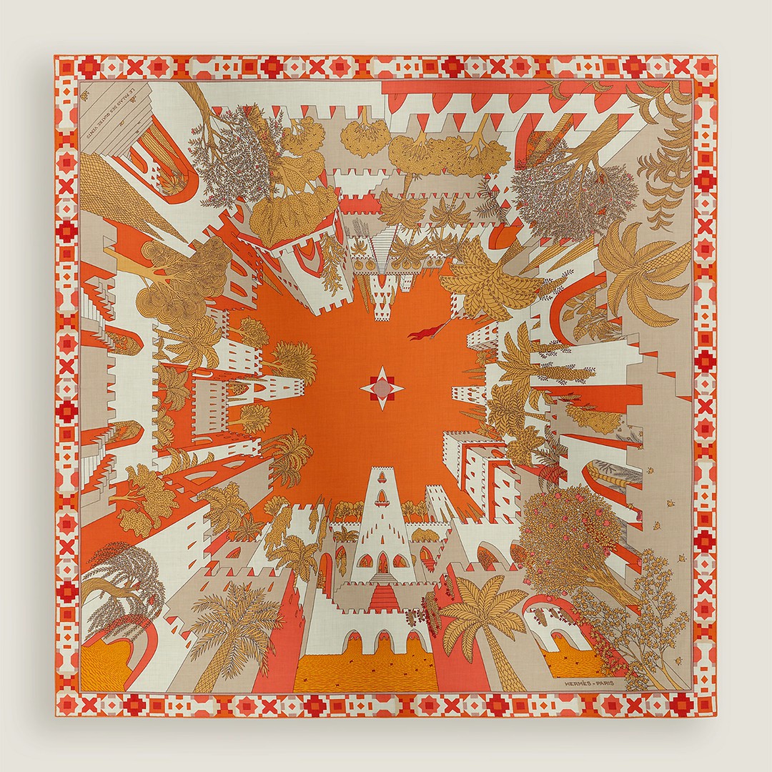 Hermes Le Palais des Quatre Vents Shawl 140 70% Cashmere 30% Silk H244312S 07