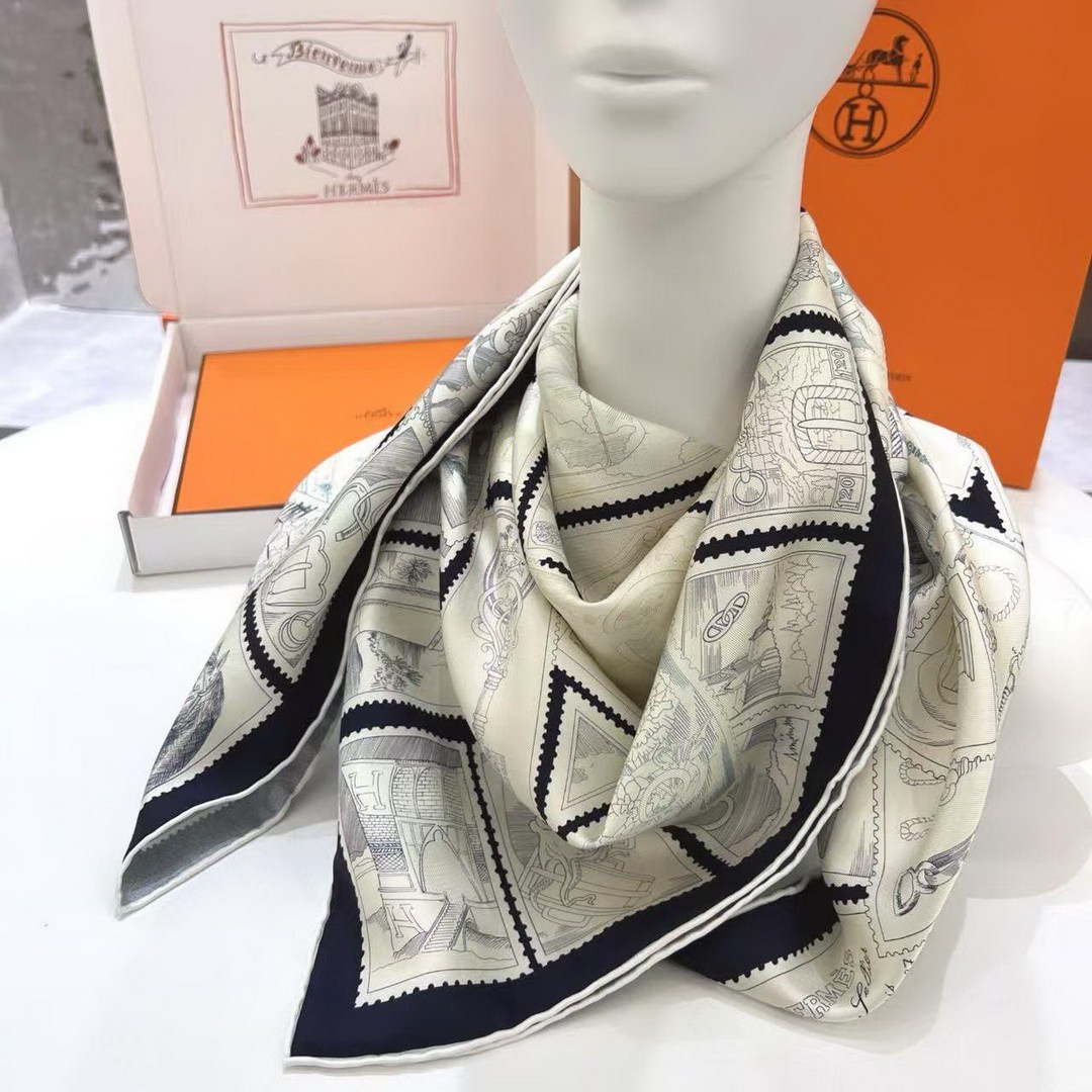 Hermes Le Philateliste du Faubourg Scarf 90 100% H004205S 09 - Image 3
