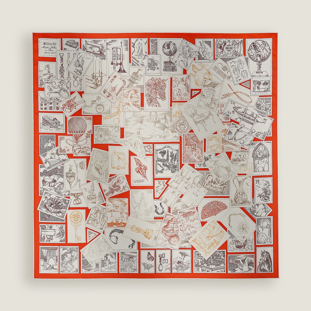 Hermes Le Philateliste du Faubourg Scarf 90 100% H004205S 09