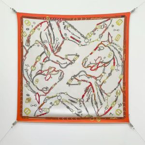 Alternative view of Hermes Les Chevaux Dechaines Scarf 90 100% Silk H004096S 13