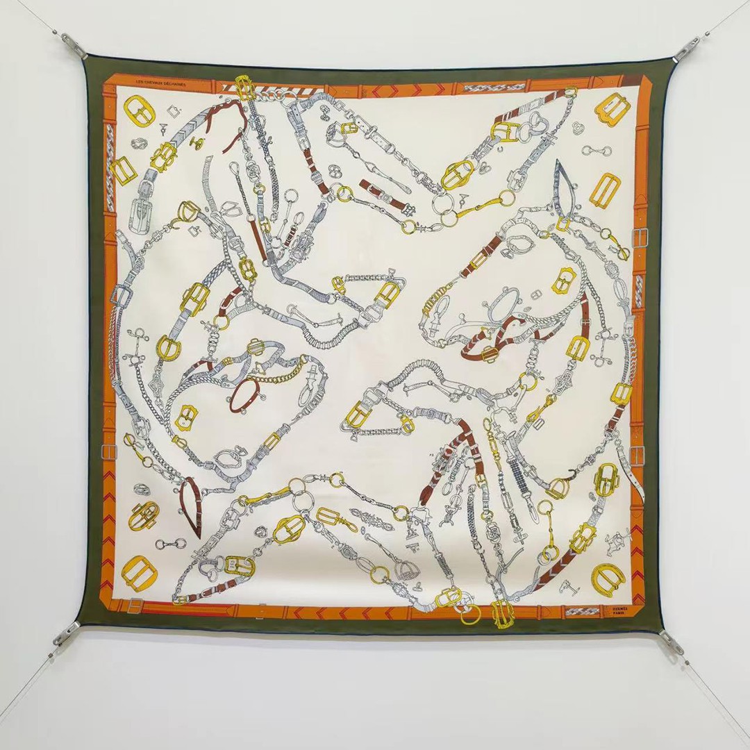 Hermes Les Chevaux Dechaines Scarf 90 100% Silk H004096S 13 - Image 14