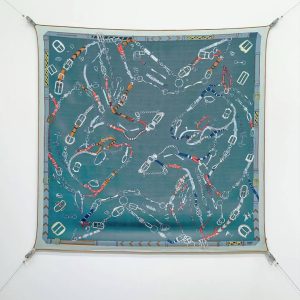 Hermes Les Chevaux Dechaines Scarf 90 100% Silk H004096S 13 - Image 9