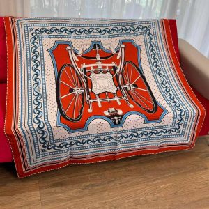 Alternative view of Hermes Les Roues de Phaeton Bandana Shawl 140 70% Cashmere 30% Silk H244170S 06
