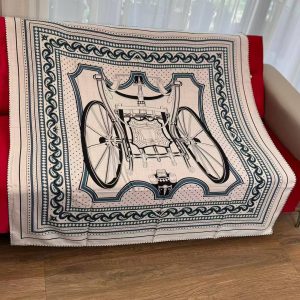 Hermes Les Roues de Phaeton Bandana Shawl 140 70% Cashmere 30% Silk H244170S 06 - Image 16