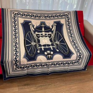Hermes Les Roues de Phaeton Bandana Shawl 140 70% Cashmere 30% Silk H244170S 06 - Image 8