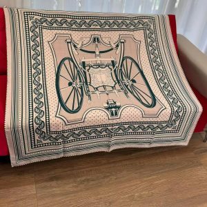 Hermes Les Roues de Phaeton Bandana Shawl 140 70% Cashmere 30% Silk H244170S 06 - Image 5