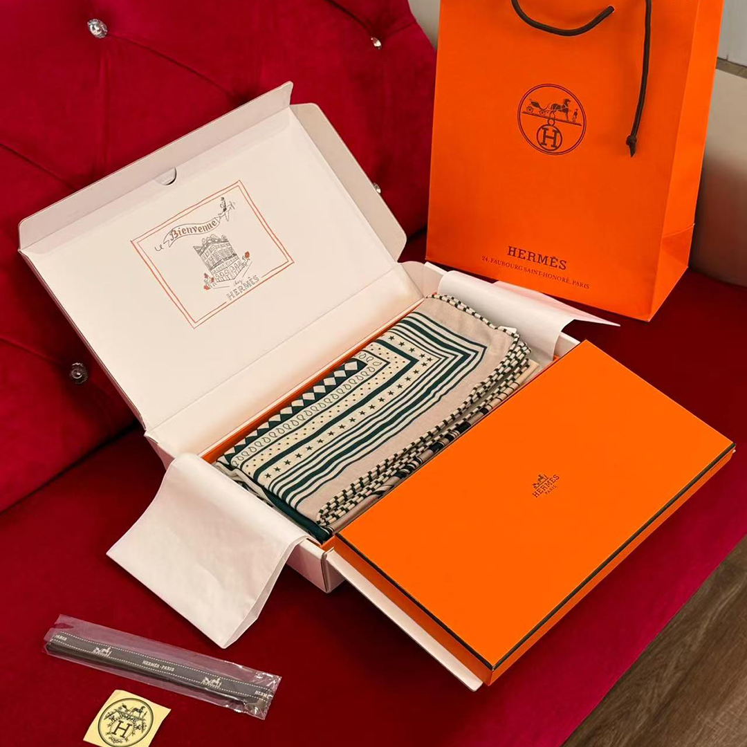 Hermes Les Roues de Phaeton Bandana Shawl 140 70% Cashmere 30% Silk H244170S 06 - Image 4