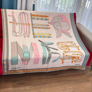 Hermes Lettres Equestres Shawl 140 70% Cashmere 30% Silk H244039S 04 - Image 9
