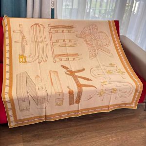 Hermes Lettres Equestres Shawl 140 70% Cashmere 30% Silk H244039S 04 - Image 5