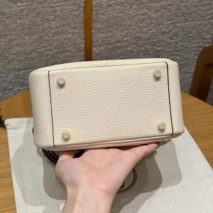 Hermes Lindy 19 CM Bag Handmade In Taurillon Clemence Leather Gold Hardware i2 Nata - Image 18