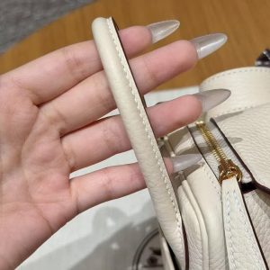 Hermes Lindy 19 CM Bag Handmade In Taurillon Clemence Leather Gold Hardware i2 Nata - Image 12