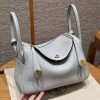 Hermes Lindy 26 CM Bag Handmade In Taurillon Clemence Leather Gold Hardware 08 Blue Pale