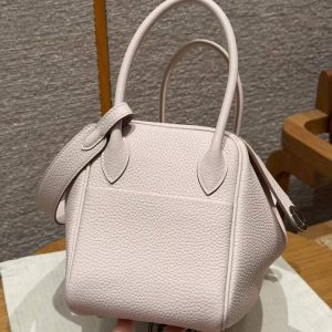 Hermes Lindy 26 CM Bag Handmade In Taurillon Clemence Leather Silver Hardware 09 Mauve Pale - Image 17
