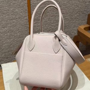 Hermes Lindy 26 CM Bag Handmade In Taurillon Clemence Leather Silver Hardware 09 Mauve Pale - Image 16