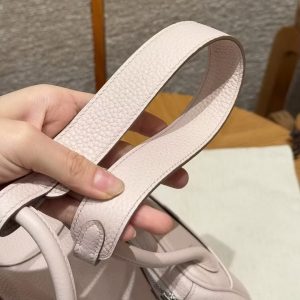 Hermes Lindy 26 CM Bag Handmade In Taurillon Clemence Leather Silver Hardware 09 Mauve Pale - Image 5