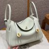 Hermes Lindy 26 CM Bag Handmade In Taurillon Clemence Leather Gold Hardware 0S Vert Fizz