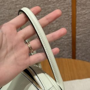 Hermes Lindy 26 CM Bag Handmade In Taurillon Clemence Leather Gold Hardware 0S Vert Fizz - Image 15