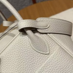 Hermes Lindy 26 CM Bag Handmade In Taurillon Clemence Leather Gold Hardware 10 Craie - Image 3