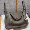 Hermes Lindy 26 CM Bag Handmade In Taurillon Clemence Leather Gold Hardware 18 Etoupe