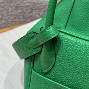 Hermes Lindy 26 CM Bag Handmade In Taurillon Clemence Leather Gold Hardware 1k Bambou - Image 12