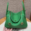Hermes Lindy 26 CM Bag Handmade In Taurillon Clemence Leather Gold Hardware 1k Bambou
