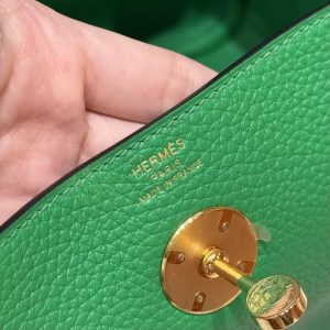 Hermes Lindy 26 CM Bag Handmade In Taurillon Clemence Leather Gold Hardware 1k Bambou - Image 6