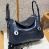 Hermes Lindy 26 CM Bag Handmade In Niloticus Leather From Nile Silver Hardware 2Z Bleu Niut 71 Blue France