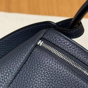 Hermes Lindy 26 CM Bag Handmade In Taurillon Clemence Leather Silver Hardware 2Z Bleu Niut - Image 10