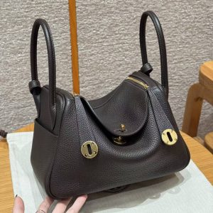 Hermes Lindy 26 CM Bag Handmade In Taurillon Clemence Leather Gold Hardware 46 Ebene - Image 2