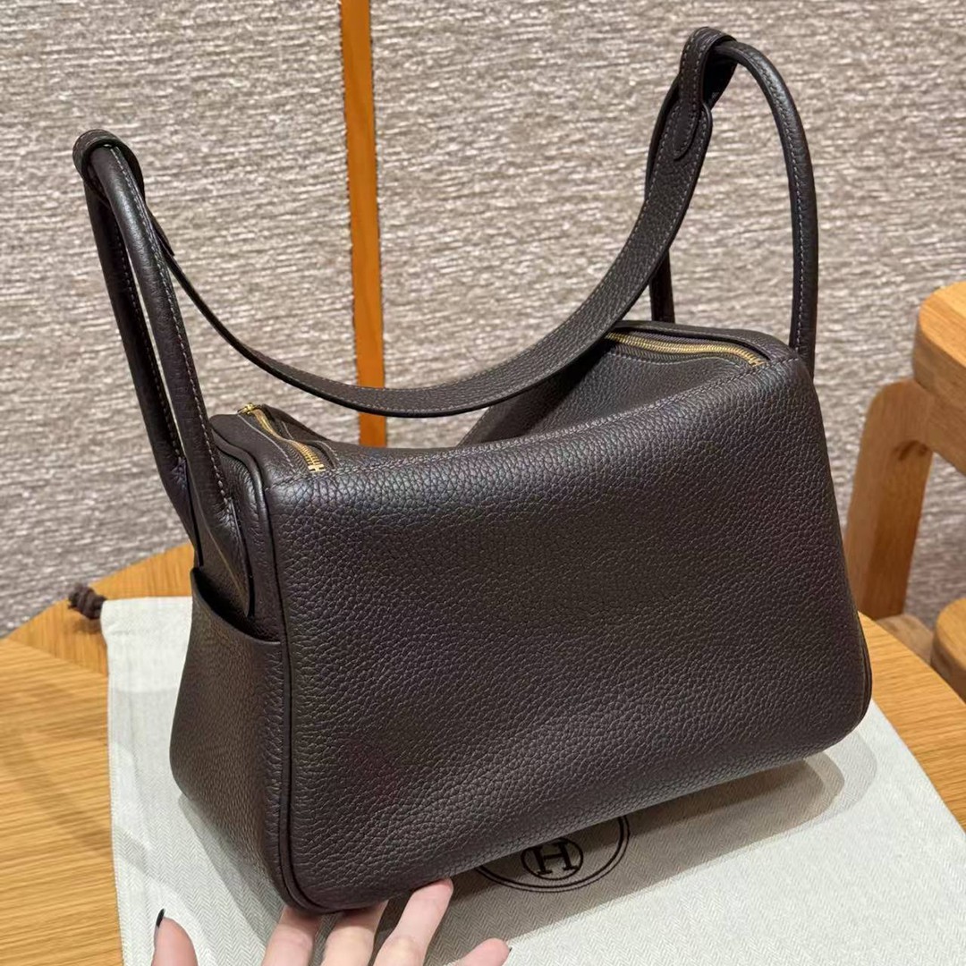 Hermes Lindy 26 CM Bag Handmade In Taurillon Clemence Leather Gold Hardware 46 Ebene - Image 16
