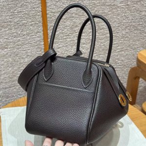 Hermes Lindy 26 CM Bag Handmade In Taurillon Clemence Leather Gold Hardware 46 Ebene - Image 15