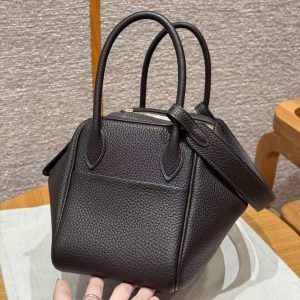 Hermes Lindy 26 CM Bag Handmade In Taurillon Clemence Leather Gold Hardware 46 Ebene - Image 14