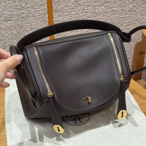 Hermes Lindy 26 CM Bag Handmade In Taurillon Clemence Leather Gold Hardware 46 Ebene - Image 7