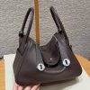 Hermes Lindy 26 CM Bag Handmade In Taurillon Clemence Leather Silver Hardware 46 Ebene
