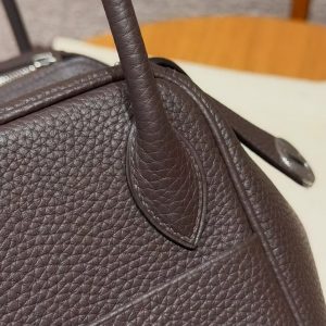 Hermes Lindy 26 CM Bag Handmade In Taurillon Clemence Leather Silver Hardware 46 Ebene - Image 10