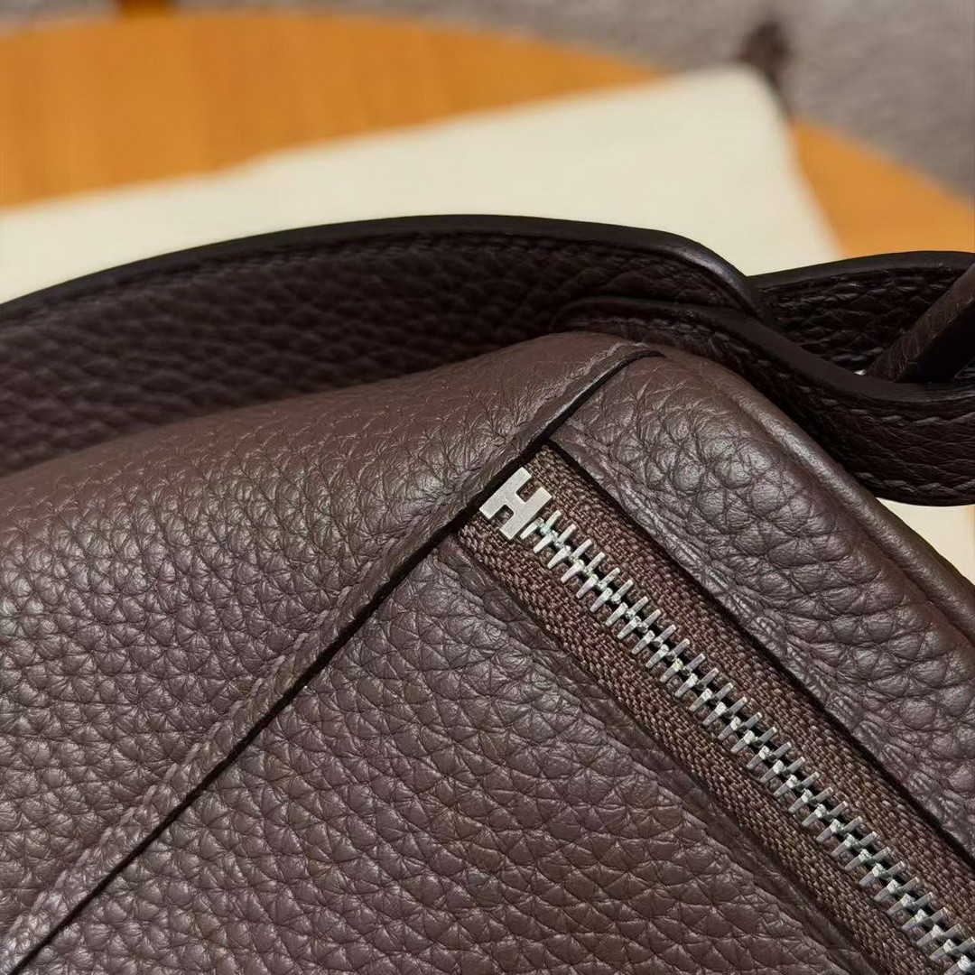 Hermes Lindy 26 CM Bag Handmade In Taurillon Clemence Leather Silver Hardware 46 Ebene - Image 6