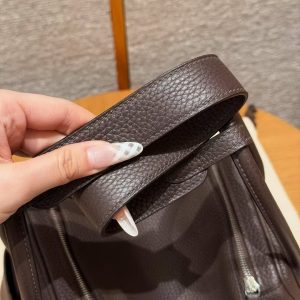 Hermes Lindy 26 CM Bag Handmade In Taurillon Clemence Leather Silver Hardware 46 Ebene - Image 5