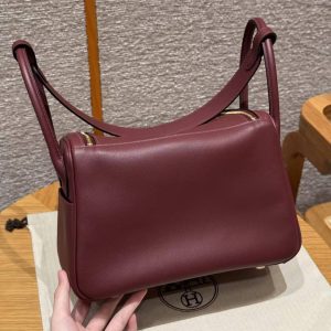 Hermes Lindy 26 CM Bag Handmade In Swift Leather Gold Hardware 55 Rouge H - Image 2