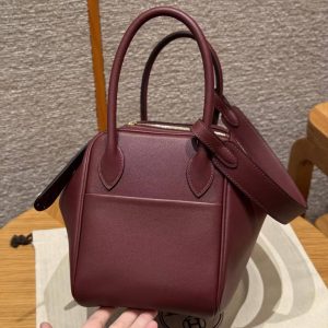 Hermes Lindy 26 CM Bag Handmade In Swift Leather Gold Hardware 55 Rouge H - Image 20
