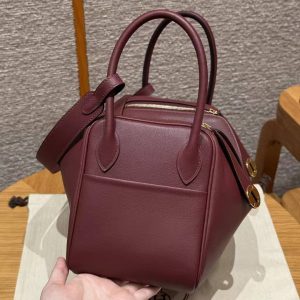 Hermes Lindy 26 CM Bag Handmade In Swift Leather Gold Hardware 55 Rouge H - Image 19