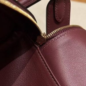 Hermes Lindy 26 CM Bag Handmade In Swift Leather Gold Hardware 55 Rouge H - Image 15