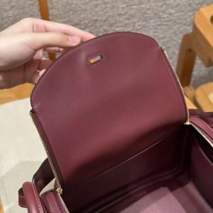 Hermes Lindy 26 CM Bag Handmade In Swift Leather Gold Hardware 55 Rouge H - Image 11
