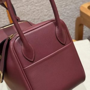Hermes Lindy 26 CM Bag Handmade In Swift Leather Gold Hardware 55 Rouge H - Image 10