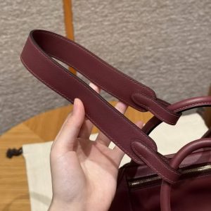 Hermes Lindy 26 CM Bag Handmade In Swift Leather Gold Hardware 55 Rouge H - Image 7